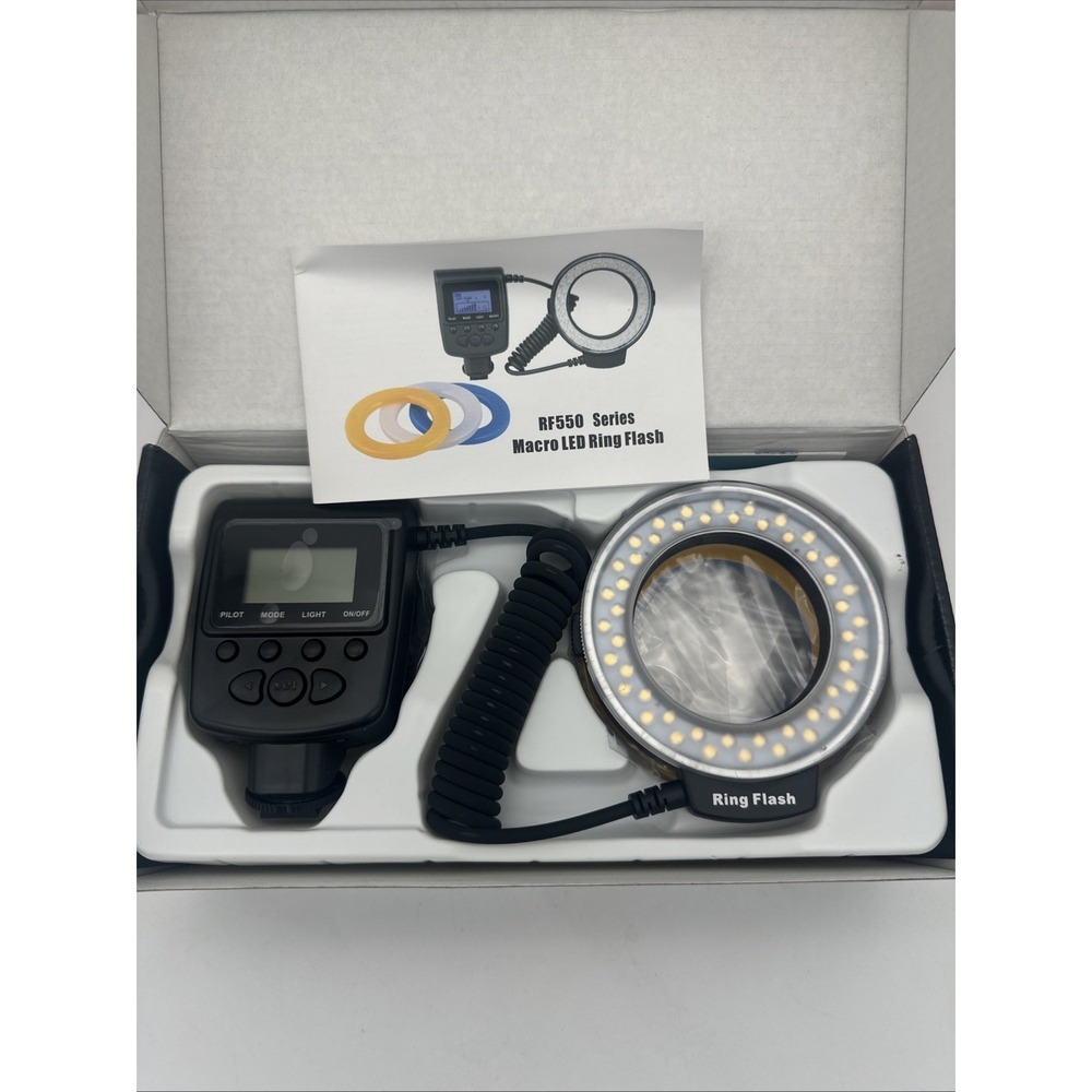 Neewer 48 Macro LED Ring Flash W/ Power Control, Adapter Rings Diffusers R550 - Picture 2 of 3